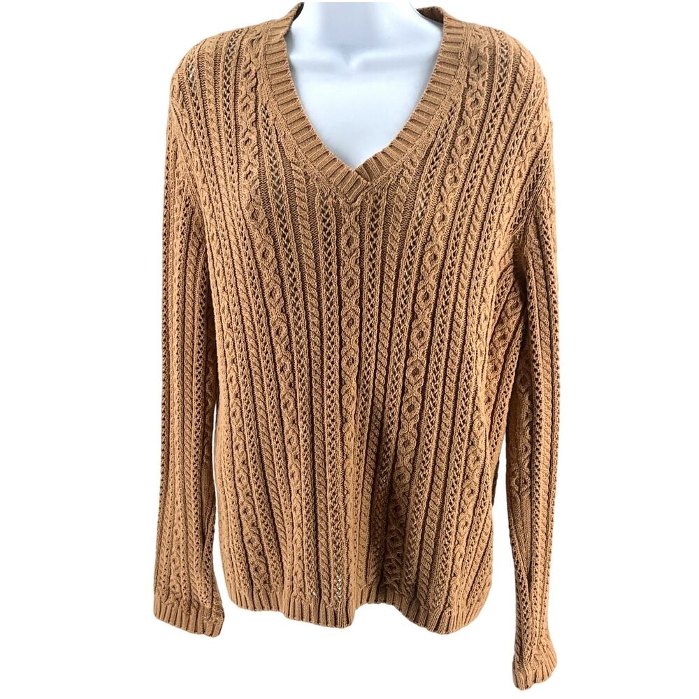 Ralph Lauren Tan Cotton Cable Knit Sweater